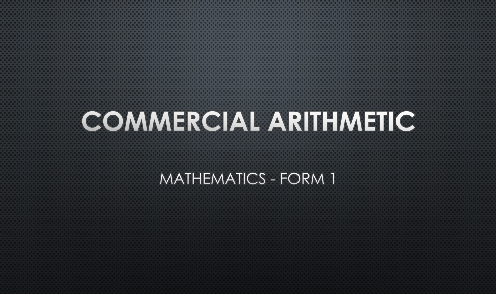 COMMERCIAL ARITHMETIC